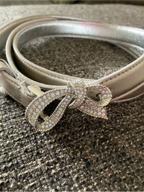 Ralph Lauren Collection Silver Belt with Bow Buckle